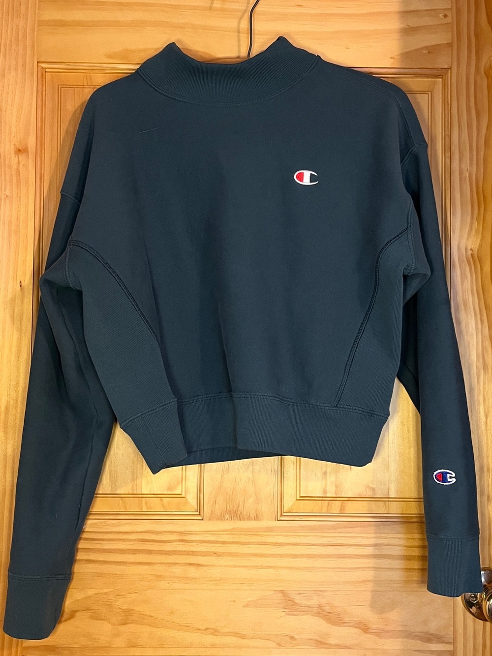 Cropped Mock Neck Champion Sweatshirt Blue